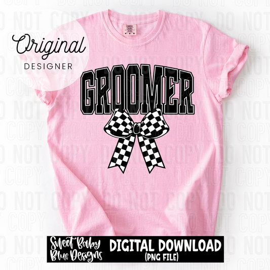 Groomer checkered bow  - 2025 - PNG file- Digital Download