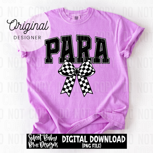 Para checkered bow  - 2025 - PNG file- Digital Download