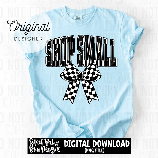 Shop small checkered bow  - 2025 - PNG file- Digital Download