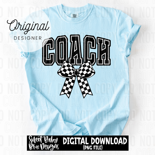 Coach- Checkered bow - 2025 - PNG file- Digital Download