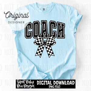 Coach- Checkered bow - 2025 - PNG file- Digital Download