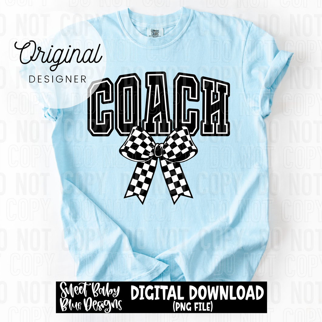 Coach- Checkered bow - 2025 - PNG file- Digital Download