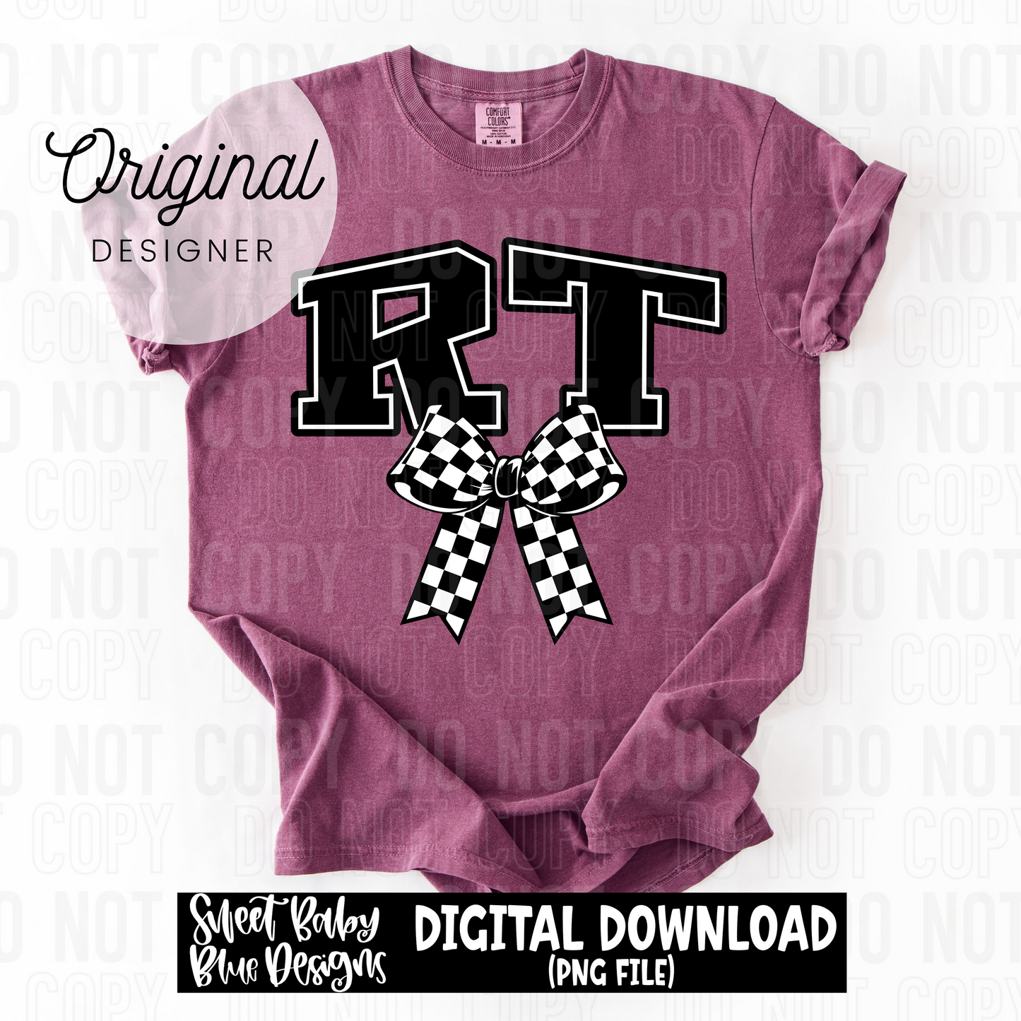 RT - Checkered bow - 2025 - PNG file- Digital Download