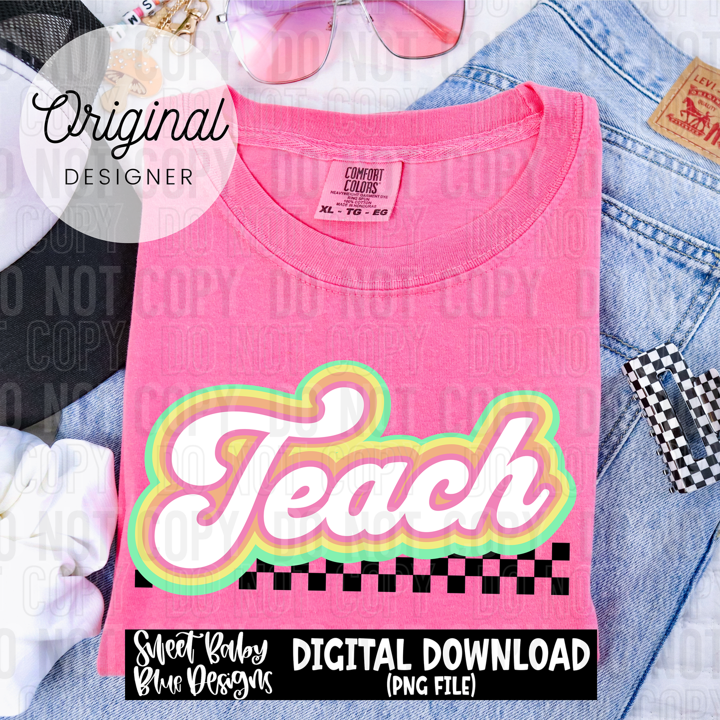Teach- Colorful- Checkered - 2025 - PNG file- Digital Download