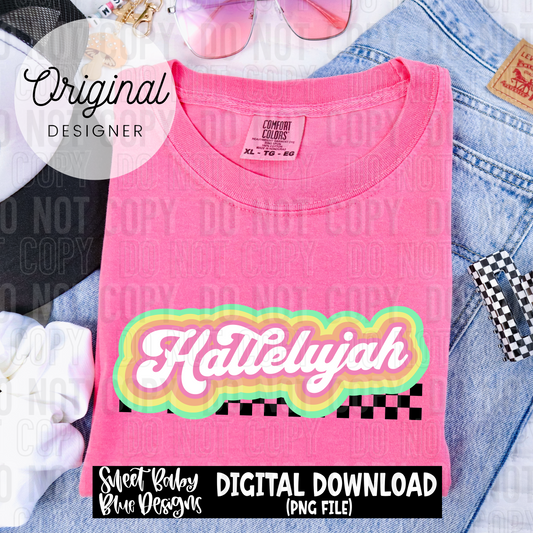 Hallelujah - Colorful- Checkered - 2025 - PNG file- Digital Download