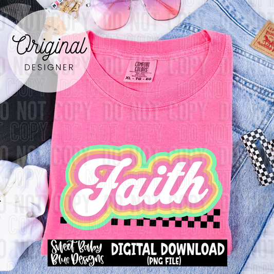 Faith - Colorful- Checkered - 2025 - PNG file- Digital Download