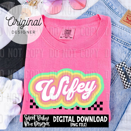 Wifey - Colorful- Checkered - 2025 - PNG file- Digital Download