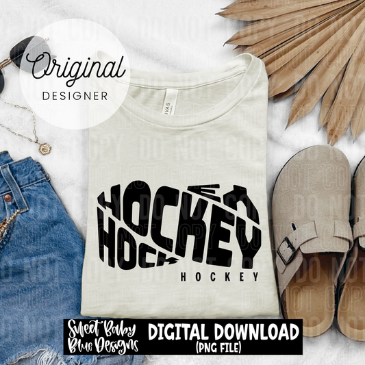 Hockey curved - White AND Black font included - 2025 - PNG file- Digital Download