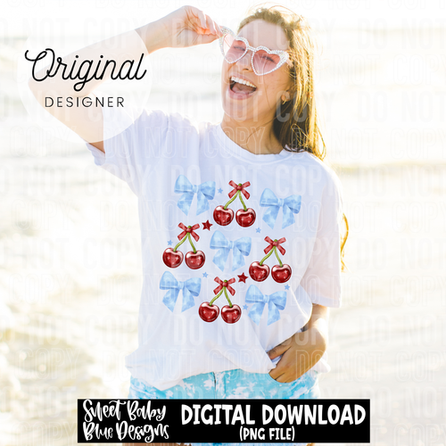 Cherries bow - 2025 - PNG file- Digital Download