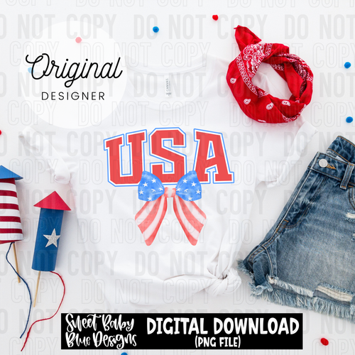 USA- Coquette bow - Summer - 2025 - PNG file- Digital Download