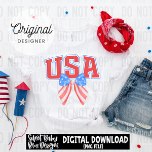 USA- Coquette bow - Summer - 2025 - PNG file- Digital Download