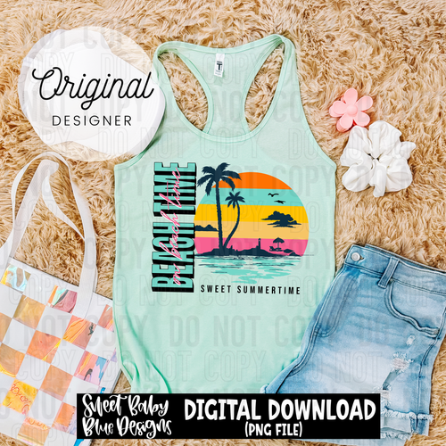 On beach time - Summer - 2025 - PNG file- Digital Download