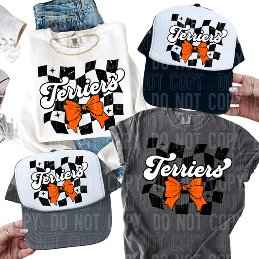 Checkered bow custom mascot  - PNG file- Digital Download