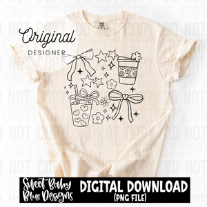 Coffee Doodle - Includes Black and White font-  2025 - PNG file- Digital Download