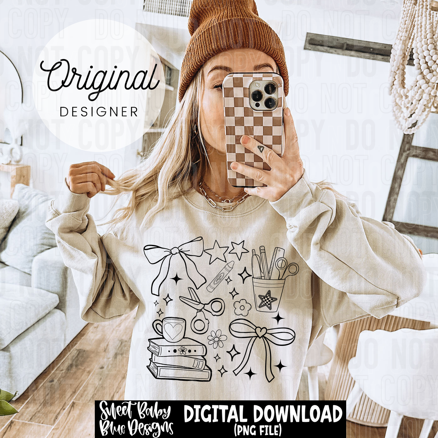 School Doodle - Includes Black and White font-  2025 - PNG file- Digital Download