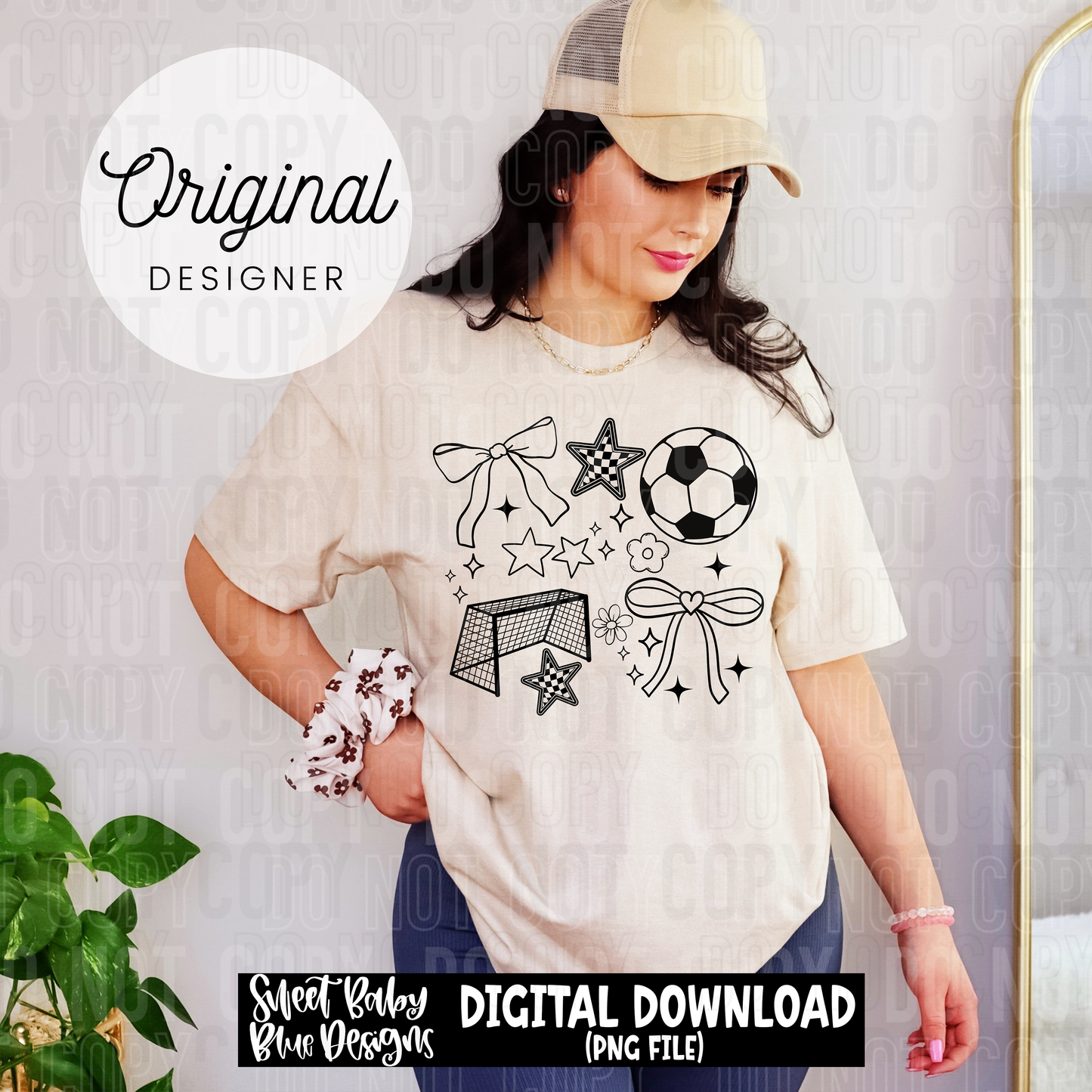 Soccer Doodle - Includes Black and White font-  2025 - PNG file- Digital Download