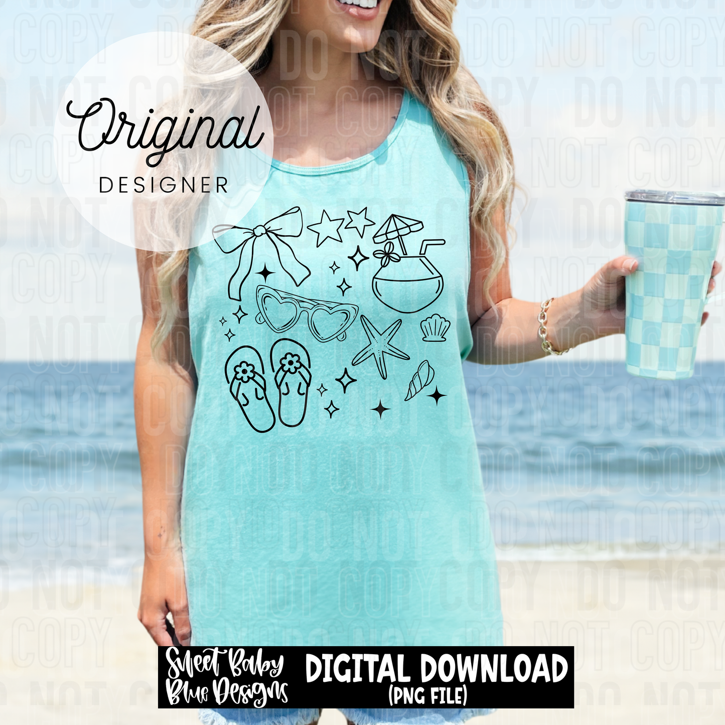 Summer Doodle - Includes Black and White font-  2025 - PNG file- Digital Download