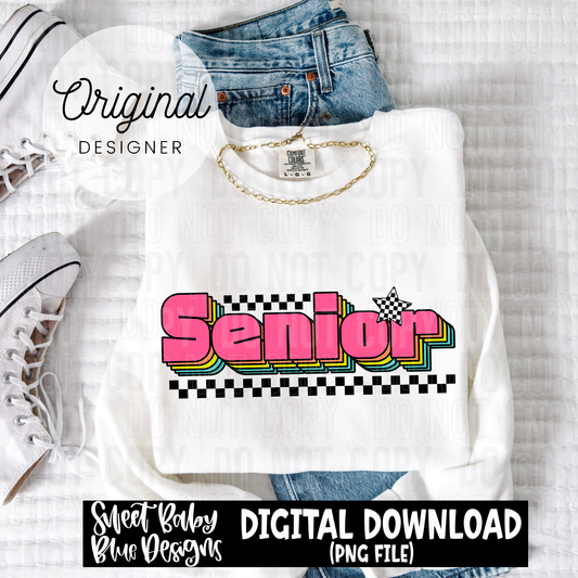Senior retro checkered - 2025 - PNG file- Digital Download