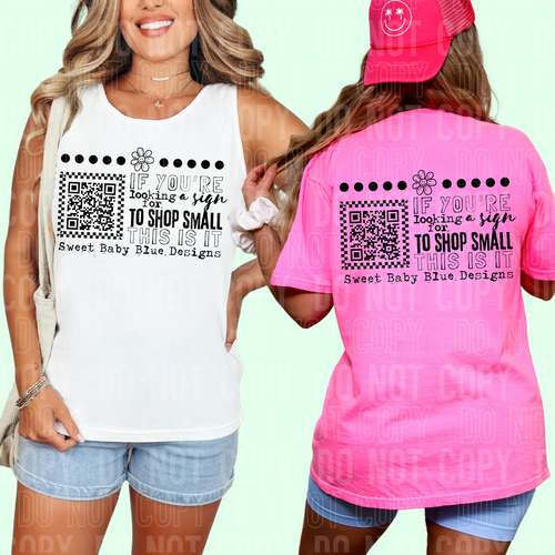Sign to shop small QR code- Custom business name - PNG file- Digital Download