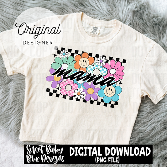 Mama floral checkered - 2025 - PNG file- Digital Download