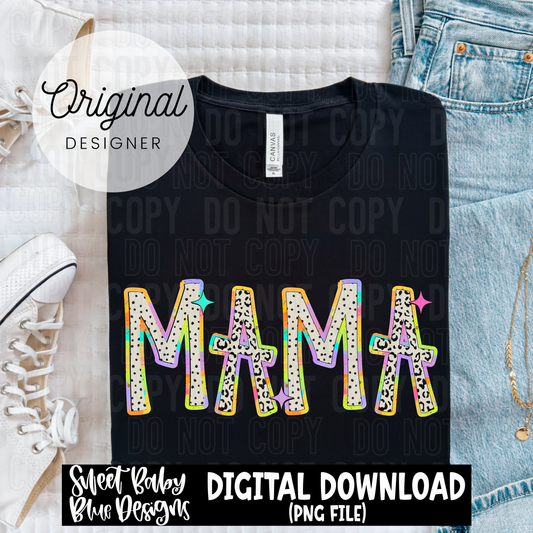 Mama colorful leopard  - 2025 - PNG file- Digital Download