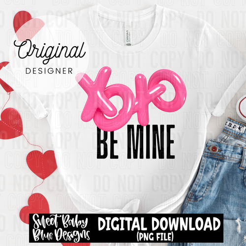 XOXO Be mine- Black and White font - 2025 - PNG file- Digital Download