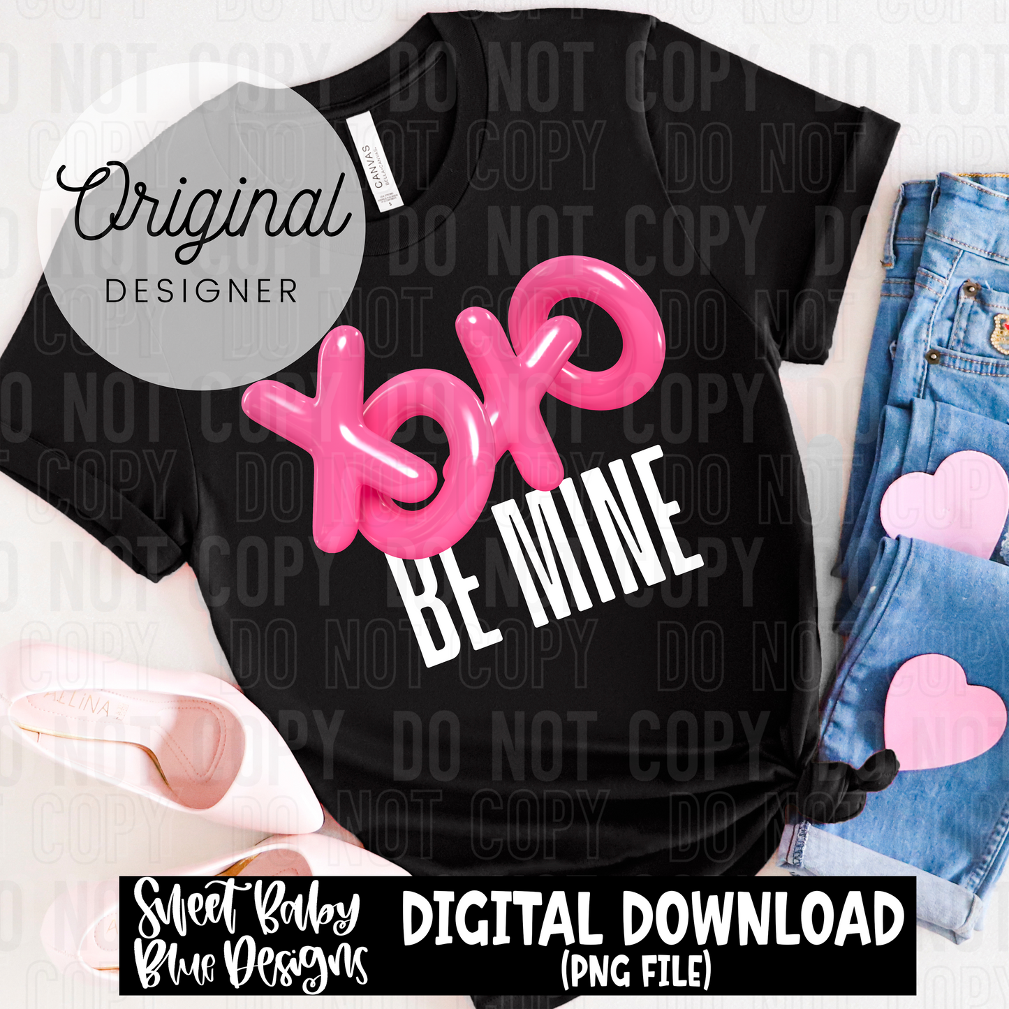 XOXO Be mine- Black and White font - 2025 - PNG file- Digital Download
