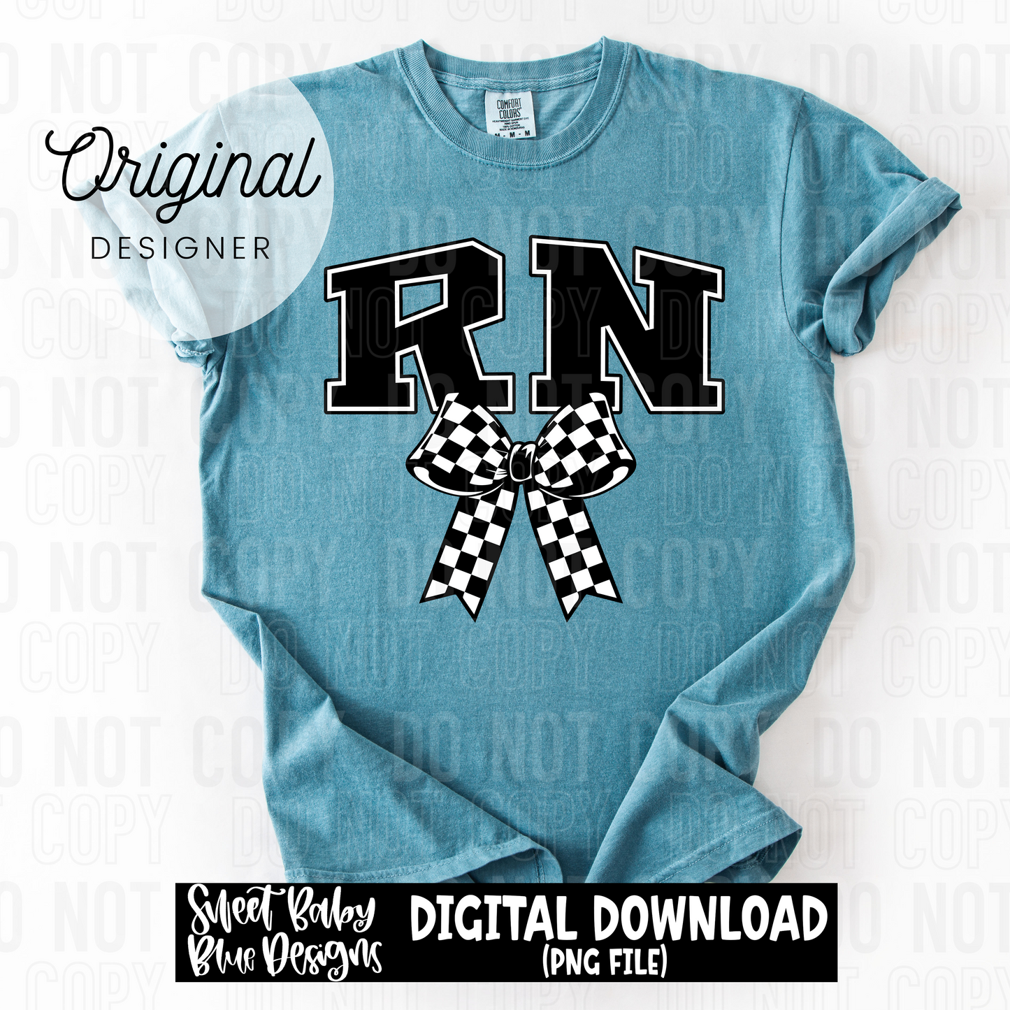 RN checkered bow  - 2025 - PNG file- Digital Download