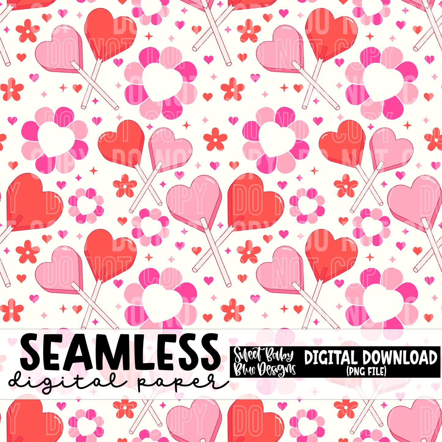 Sucker Valentine's Day - Seamless - Digital paper- 2025 - PNG file- Digital Download