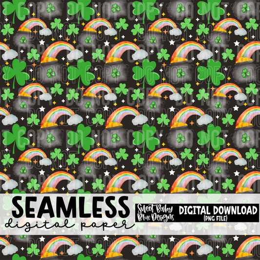 Rainbow clover- St. Patrick's Day - Seamless - Digital paper- 2025 - PNG file- Digital Download