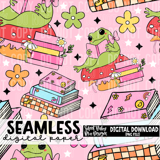 Book frog - Seamless - Digital paper- 2025 - PNG file- Digital Download