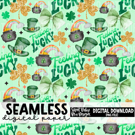 Feeling lucky- St. Patrick's Day - Seamless - Digital paper- 2025 - PNG file- Digital Download