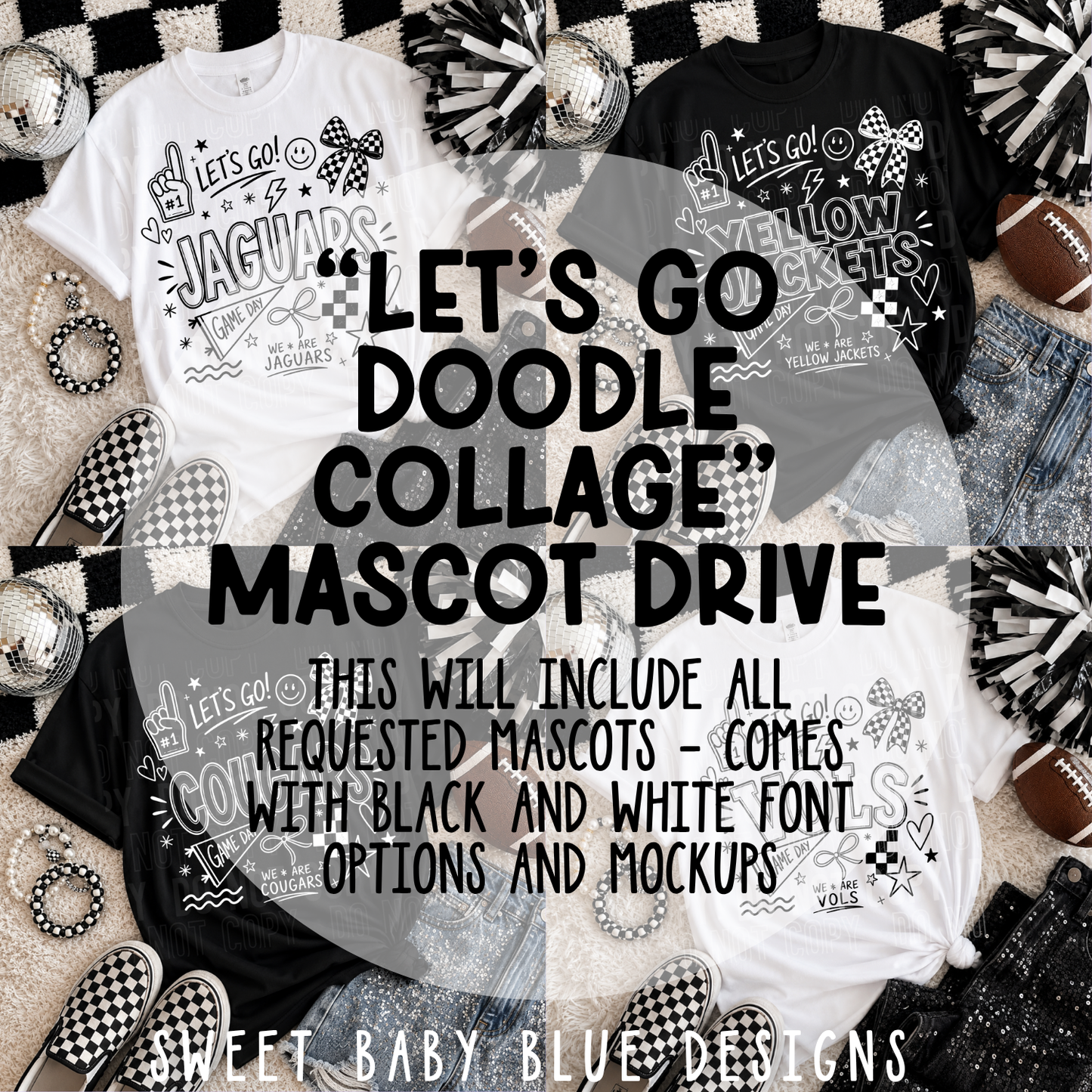 Let's Go Doodle Collage Mascot Drive  - 2026 - PNG file- Digital Download