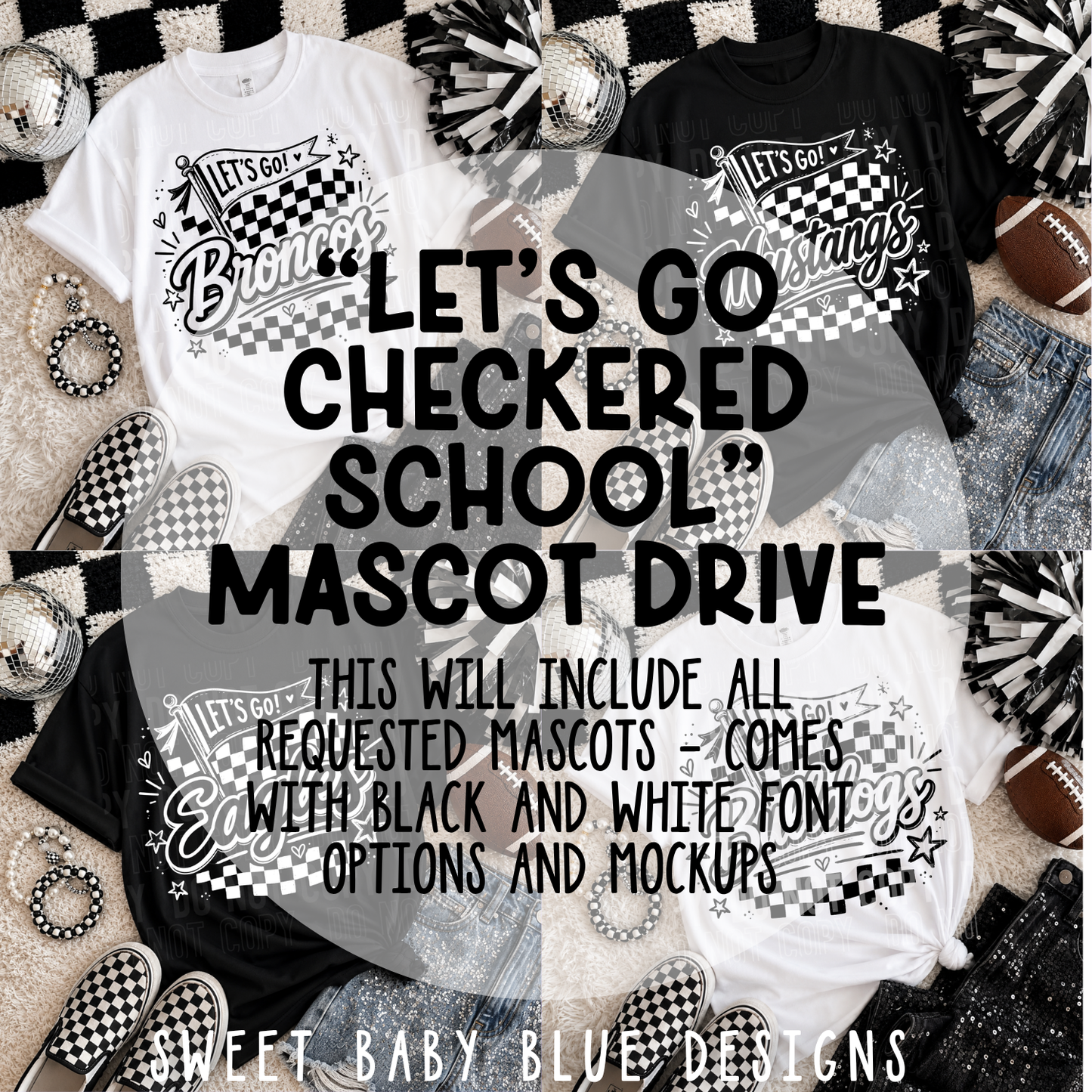 Let's Go Checkered School Mascot Drive  - 2026 - PNG file- Digital Download