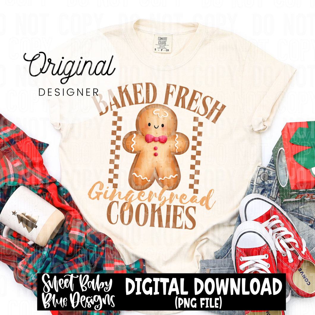 Baked fresh Gingerbread cookies - Christmas - 2024 - PNG file- Digital Download