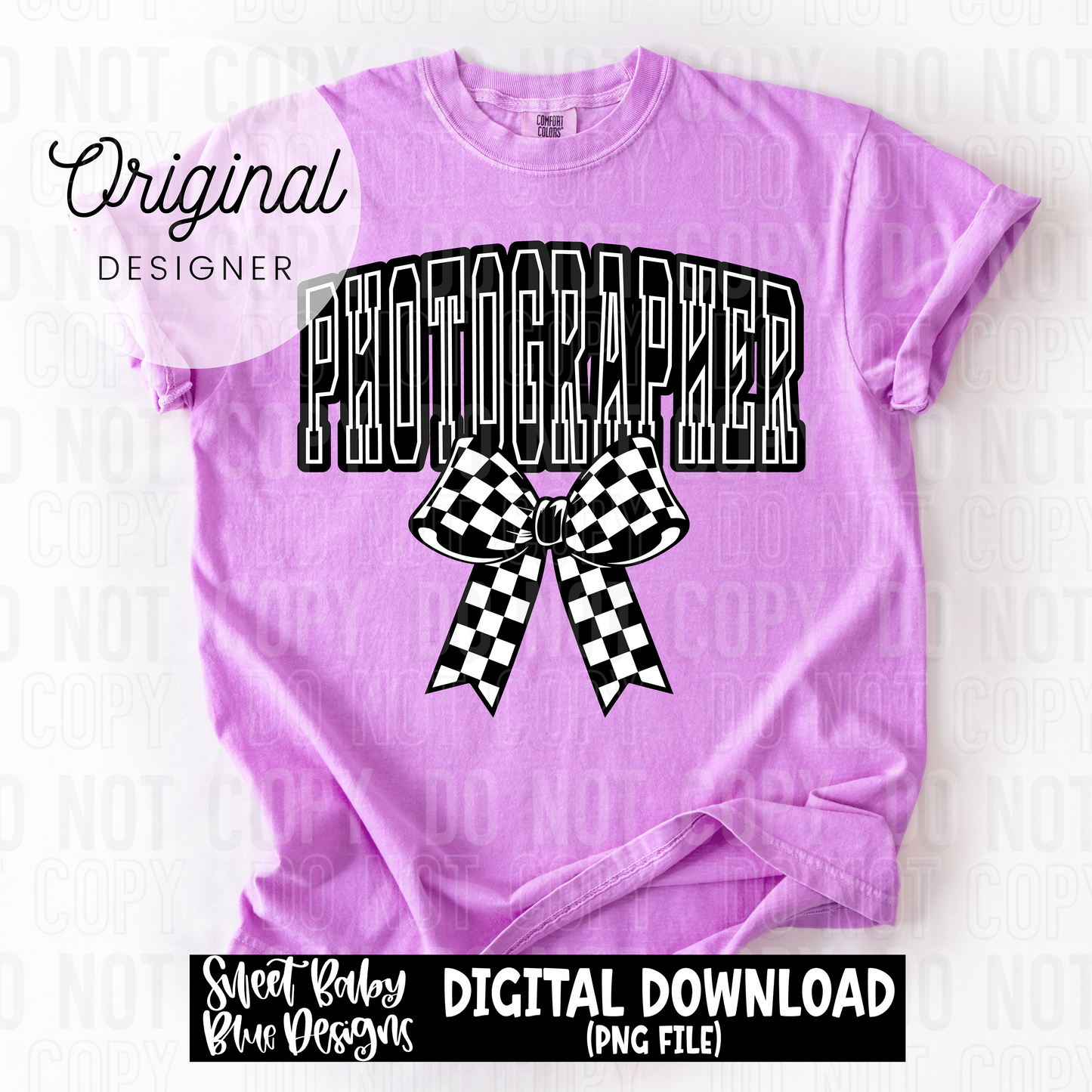 Photographer checkered bow - 2025 - PNG file- Digital Download