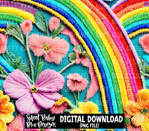 Flower rainbow fabric - 20 oz. skinny tumbler- 2023 -PNG file- Digital Download