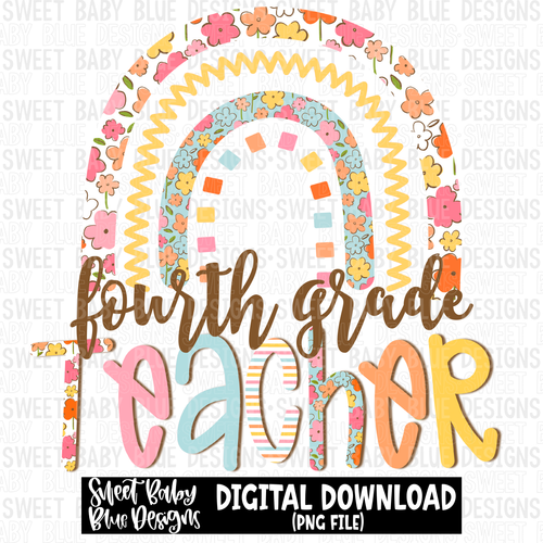 Fourth grade teacher- Rainbow - 2023 - PNG file- Digital Download