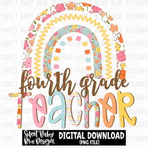 Fourth grade teacher- Rainbow - 2023 - PNG file- Digital Download