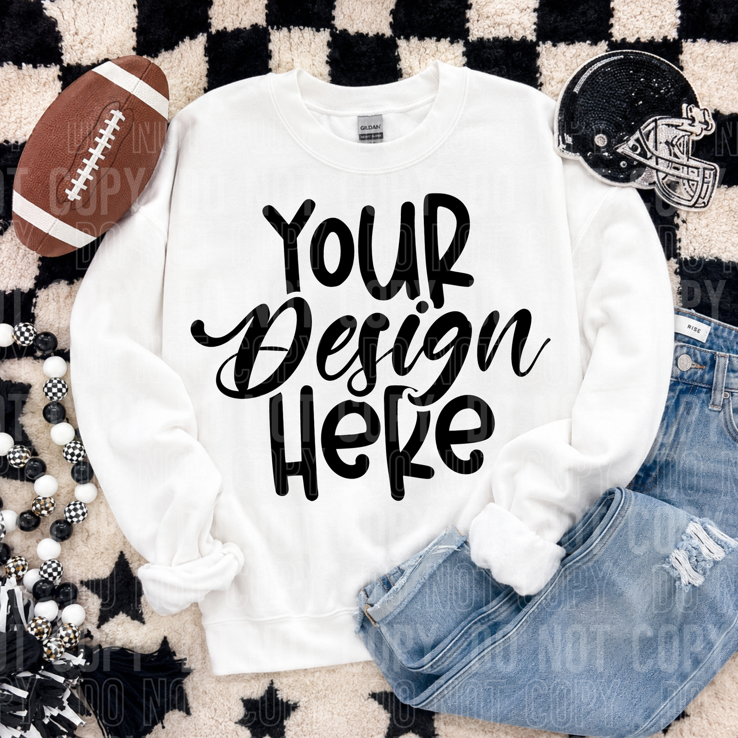 White- Gildan 18000 Mockup- Football- 2026 - PNG file- Digital Download