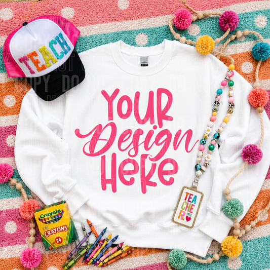 White- Gildan 18000- School Mockup - 2026 - PNG file- Digital Download