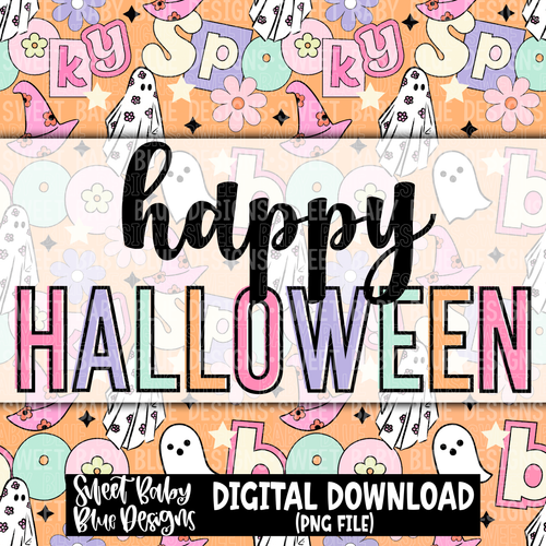 Happy Halloween- Orange digital paper - Interactive post- 2023- PNG file- Digital Download
