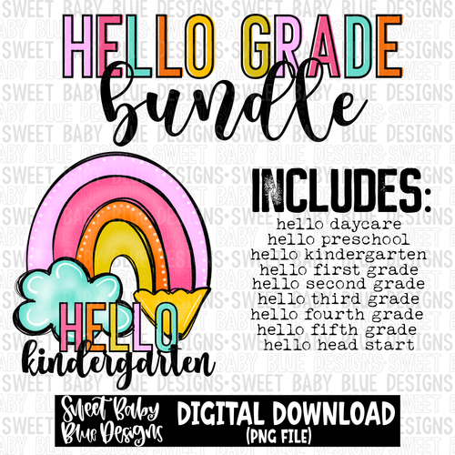 Hello grade bundle- Rainbow - 2023- PNG file- Digital Download