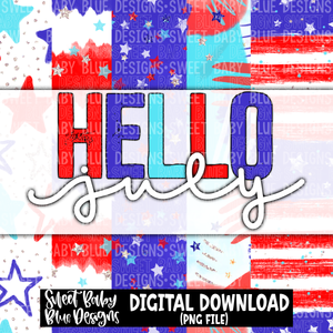 Hello July - Interactive post - 2023- PNG file- Digital Download