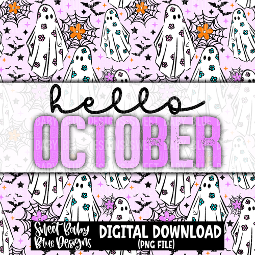 Hello October - Interactive post- 2023- PNG file- Digital Download