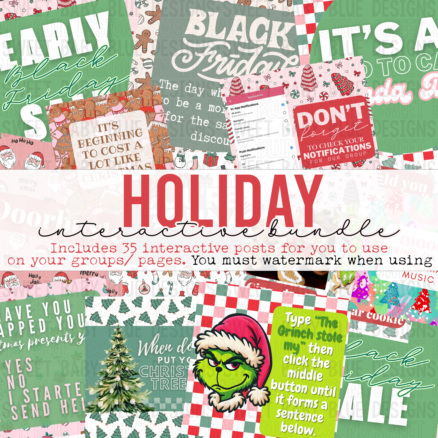 Holiday interactive post bundle- 2024- PNG file- Digital Download