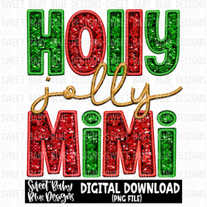 Holly jolly mimi- Faux sequin- Christmas- - 2023- PNG file- Digital Download
