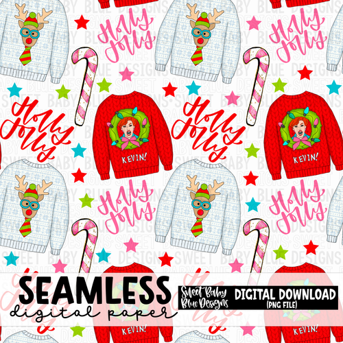 Holly jolly sweater - Seamless - Digital paper- 2023 - PNG file- Digital Download