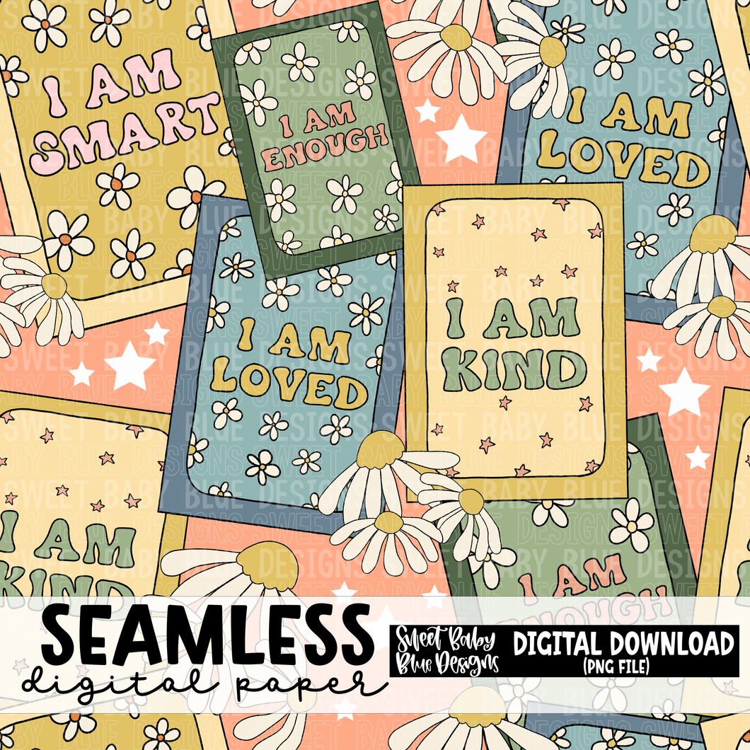 I am inspirational - Seamless - Digital paper- 2023 - PNG file- Digital Download