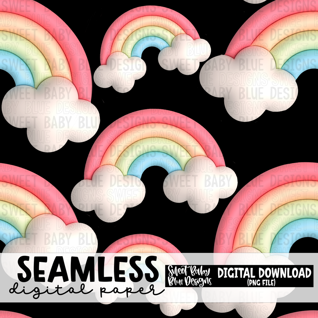 Inflated rainbow Black- Seamless- Digital paper- 2023- PNG file- Digital Download